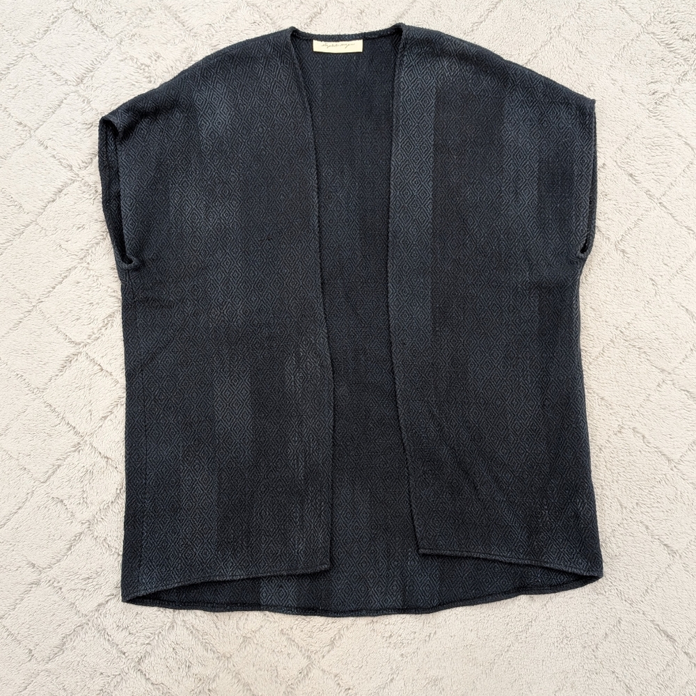 Elizabeth Suzann Vest Womens OS Blue Navy Open Cardigan Knit Textured Minimal